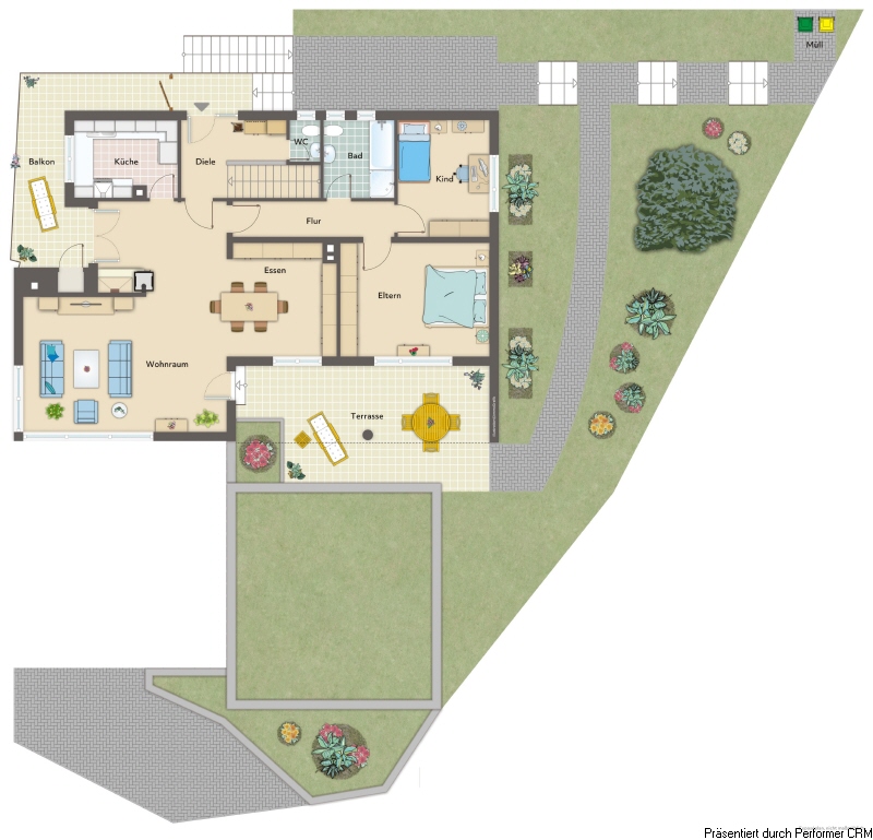 Grundriss Erdgeschoss mit Außenanlagen
