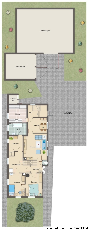 Grundriss EG mit Grundstück Grundriss EG mit Grundstück